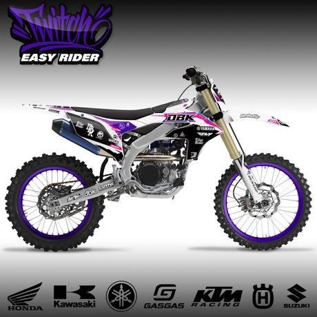 Easy Rider retro moto bike with purple/black decals and Easy Rider graphics