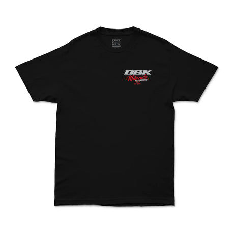 Factory Tee—black T-shirt with DBK logo and motorcycle graphic on chest