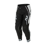 Motorcycle pant, black with white side stripes and graphic panels