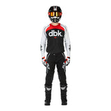 Motorcycle gloves with black palms, white graphics, and red details on the back.