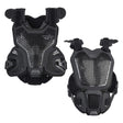 Protective roost guard vest in black with perforated honeycomb mesh and adjustable straps