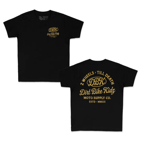 Youth Premium Tee, schwarz, DBK Dirt Bike Kidz Frontprint in Gold