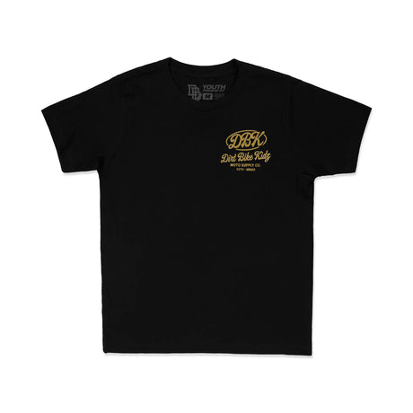 Youth Premium Tee, schwarz, DBK Dirt Bike Kidz Brustlogo, Gold