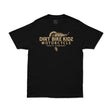 Black dirt bike graphic T-shirt with front logo print