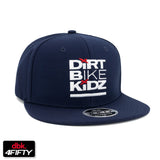 Navy snapback hat with DBK Dirt Bike Kidz front logo