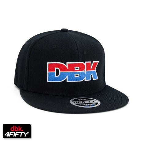 Ride DBK snapback cap, black with front DBK logo and 4Fifty snapback brim patch