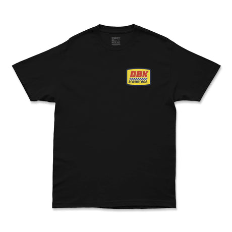 Black crewneck T-shirt with DBK Hi-Octane Moto chest logo