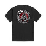 Black crew-neck T-shirt with large Dirt Bike Loser Machine back graphic