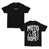 Black crewneck tee with small white 'dirtbikekidz' chest logo