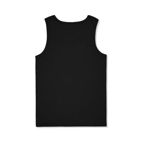 Black youth tank top back with plain crew neckline