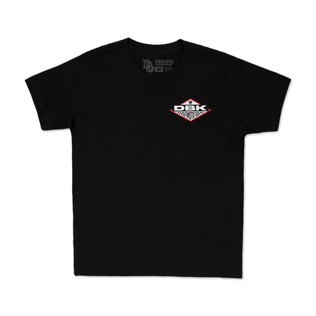 Youth premium black T-shirt with small DBK Moto chest logo