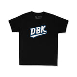 Youth premium tee, black knit with small DBK logo on chest