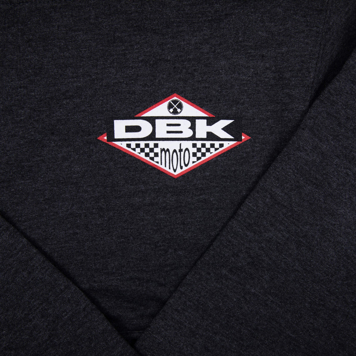 No Sleep youth hoodie dark gray with DBK Moto logo on sleeve/side