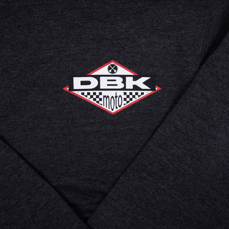 No Sleep youth hoodie dark gray with DBK Moto logo on sleeve/side