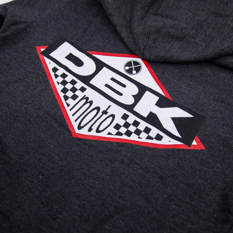 No Sleep youth hoodie dark gray with large DBK Moto graphic print on chest