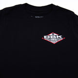 Youth premium black T-shirt front closeup with DBK Moto logo graphic