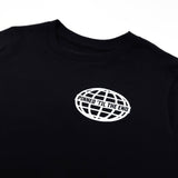 Youth premium T-shirt black with chest globe graphic and "Pinned 'Til the End" text.