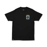 Eazy Rider black tee with small chest logo, crew neck, short sleeves