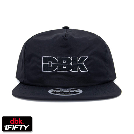 Black snapback cap with DBK logo graphic on the front panel.