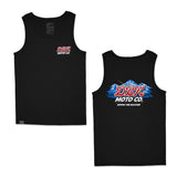 Black Rockies tank top with DBR Moto Co chest logo on front and back.