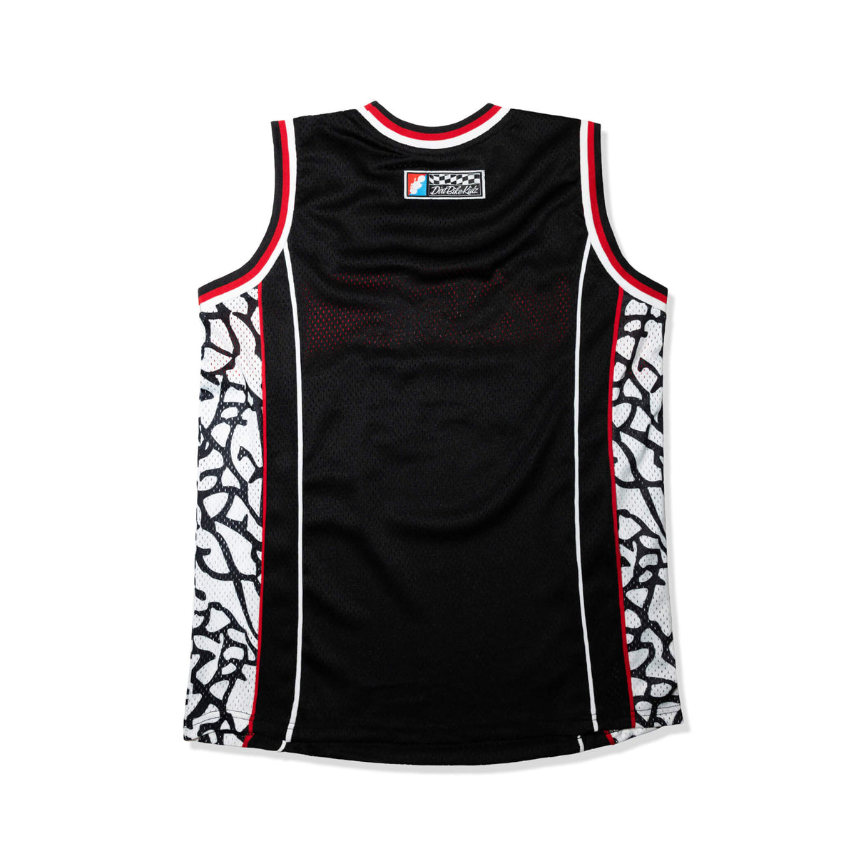 AirMax jersey tank back view with black mesh body and white/black side print panels