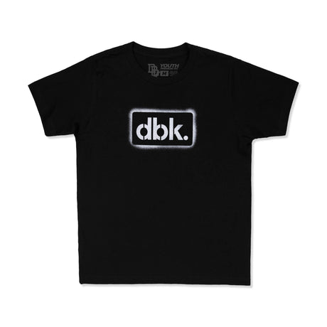 Youth black T-shirt with centered dbk. logo print