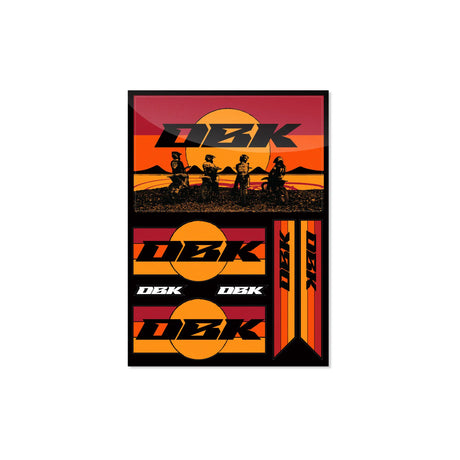 Rectangular sticker pack sheet featuring orange-red D2K graphics and stripe stickers