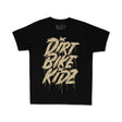 Black youth tee with beige DRRT BIKE RIDE graphic print on front.