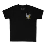 Youth premium black tee with small Dirt Bike Kidz logo on chest.
