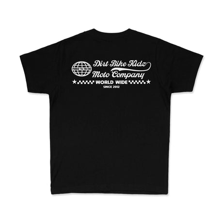 Youth premium T-shirt black with centered back "Dirt Bike Kidz" Moto Company logo.