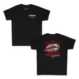 Youth premium T-shirts set: black front with small DBK Motorcycle logo and back circular DBK graphic