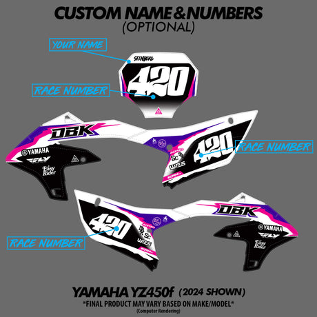 Easy Rider retro custom name and race numbers decal layout with 490 graphic