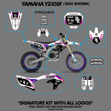 Easy Rider retro signature decal kit on dirt bike with included panel parts