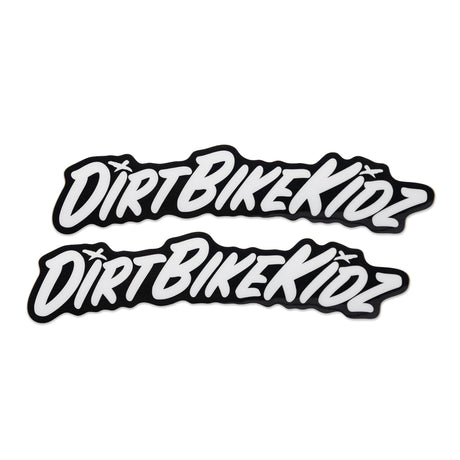 Pit bike fender stickers set: DBK script, black with white lettering