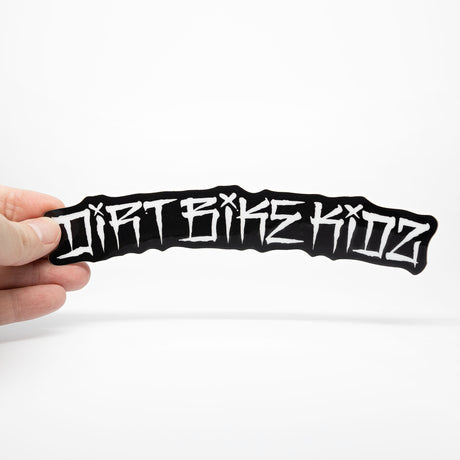 Handheld pit bike fender sticker decal, OG White graphic, black and white