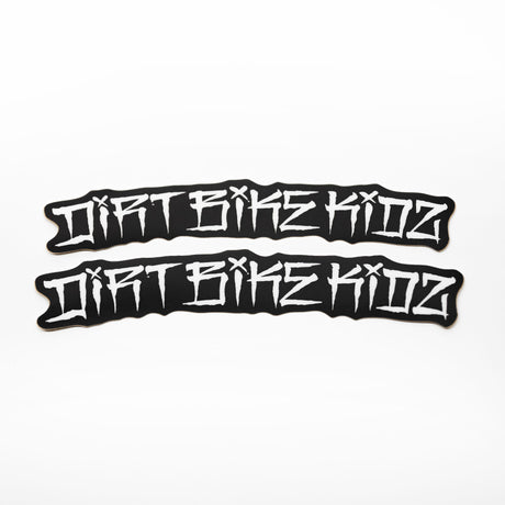 Two long fender sticker decals with OG White text, black outlines and white fill