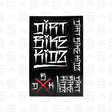 Sticker pack sheet: black with white graffiti lettering and red X