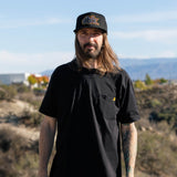 Black short-sleeve pocket T-shirt with crew neck