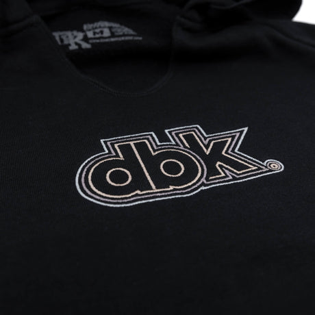 Black women’s hoodie with dbk graphic logo across the chest