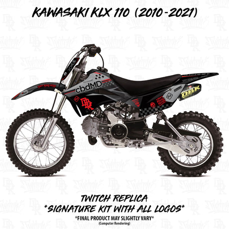 Kawasaki KLX 110/65 kit grafías rojo/gris descolorido con calcomanías completas