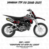 Yamaha TTR 110 faded motorcycle graphics kit, black with gray and red accents
