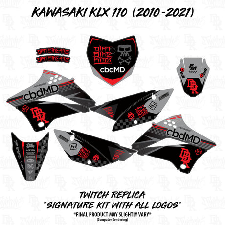 Piezas de gráfica Kawasaki KLX 110/65 en kit, paneles laterales frontales y tapa