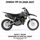 Yamaha TTR 110 faded motorcycle graphics kit, black with yellow accents