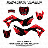 Honda CRF 110/50 Twitch Edition decal kit layout in red and black