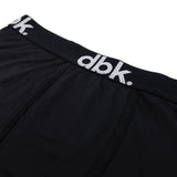 Black boxer brief waistband with bold dbk logo print