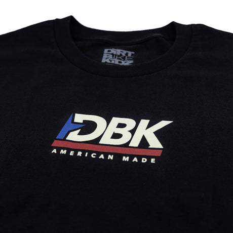 Black crewneck T-shirt with DBK American Made logo printed on the chest.