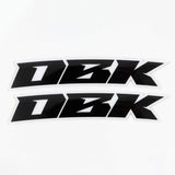 Two racer black fender stickers with black graphics and white outline, set of 2