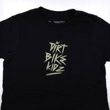 Youth black premium tee with front “Dirt Bikes Kidz” logo detail