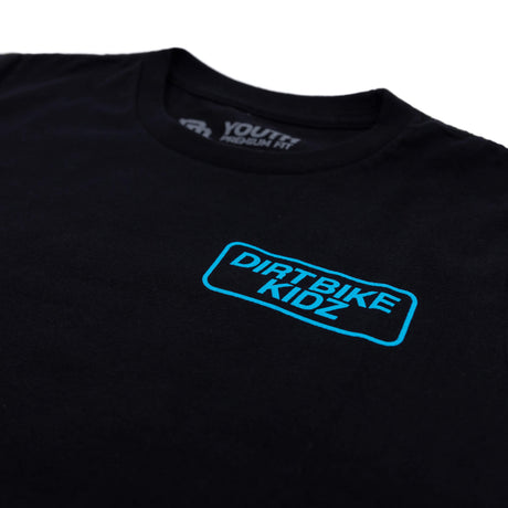Black youth premium tee with Dirtbike Kidz chest graphic