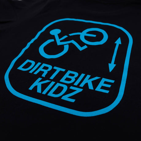 Black youth premium tee close-up of Dirtbike Kidz back graphic